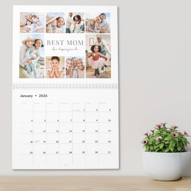 Simple Best Mom Photo Collage Kalender (Simple Best Mom Photo Collage Calendar)