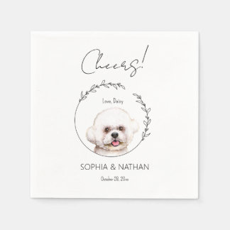 Simple Bichon Frise Dog Wedding Cocktail Serviette