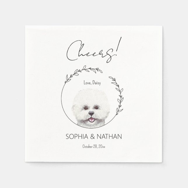 Simple Bichon Frise Dog Wedding Cocktail Serviette (Vorderseite)