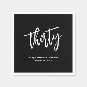 Simple Black 30. Geburtstag Party Napkins Serviette