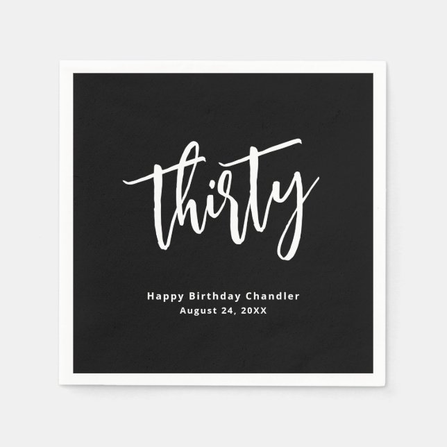 Simple Black 30. Geburtstag Party Napkins Serviette (Vorderseite)