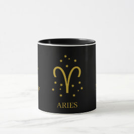 Simple Black and Gold  Aries Zodiac Coffee Tasse