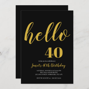 Simple Black and Gold Hallo 40. 50. Geburtstag Einladung