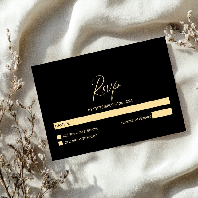 Simple Black and Gold Wedding RSVP (Von Creator hochgeladen)
