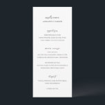 Simple Black and White Clean Guest Name Wedding Menükarte<br><div class="desc">Modern wedding menu featuring a simple design with classic serif and elegant script fonts.  Use the template to add the name of each guest and skip the place cards.</div>