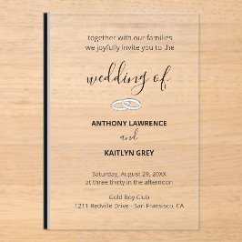 Simple Black and White Formal Wedding - Custom Acryleinladungen