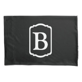 Simple Black and White Framed Monogram Kissenbezug