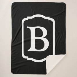 Simple Black and White Framed Monogram Sherpadecke
