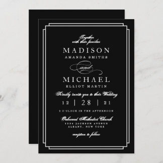 Simple Black and White Modern Wedding Invitation Feiertagskarte