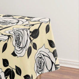 Simple Black And White Roses In A Graphic Style  Tischdecke