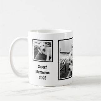 Simple Black and White Three Photo Minimalist 2025 Kaffeetasse