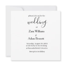 Simple black and white wedding invitation