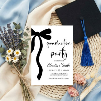 Simple  Black Bow graduation party invitation Einladung