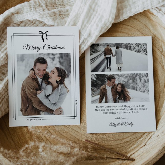 Simple Black Bow Minimalistisch Foto Weihnachten (Von Creator hochgeladen)