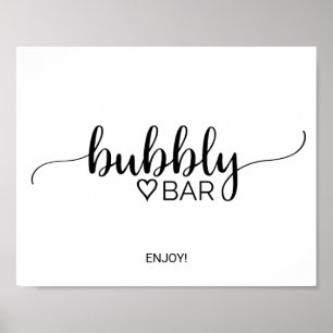 Simple Black Calligraphy Bubbly Bar Sign Poster