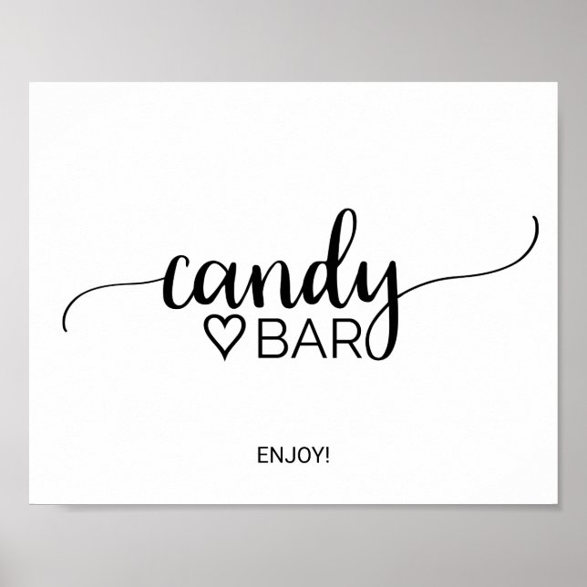 Simple Black Calligraphy Candy Bar Sign Poster (Vorne)