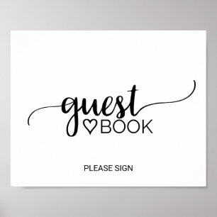 Simple Black Calligraphy Guest Book Sign Poster