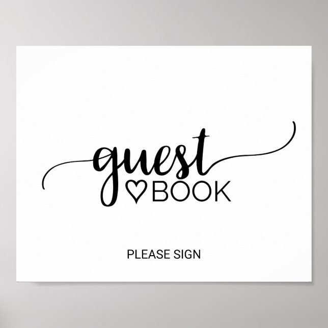 Simple Black Calligraphy Guest Book Sign Poster (Vorne)