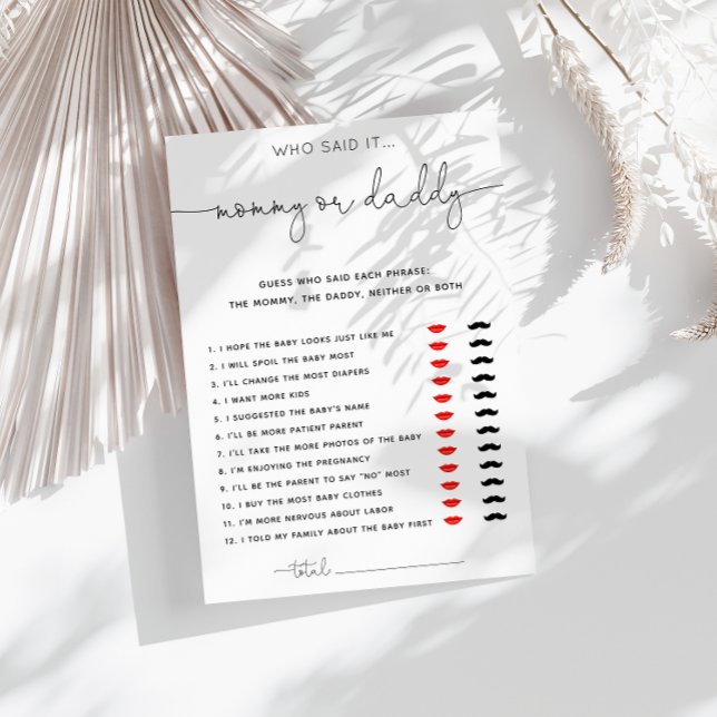 Simple Black Calligraphy Mommy oder Daddy Game (Von Creator hochgeladen)