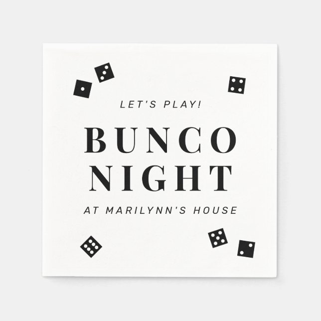 Simple Black Dice Bunco Night Personalisiert Napki Serviette (Vorderseite)