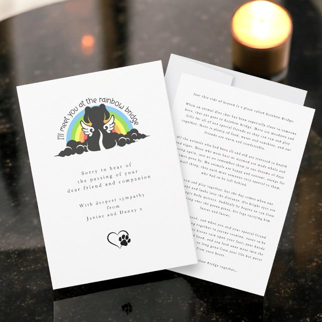 Simple Black Dog Rainbow Bridge Pet Sympathy Card Einladung (Von Creator hochgeladen)