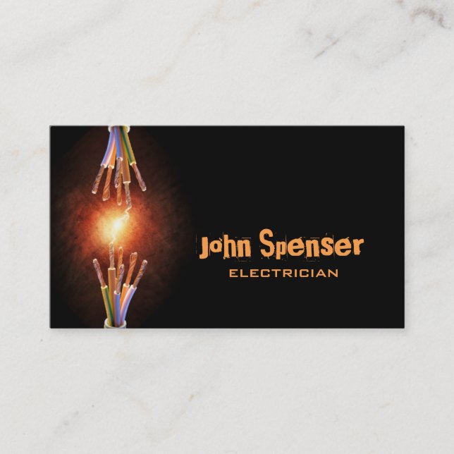 Simple Black Electrician Business Card Visitenkarte (Vorderseite)