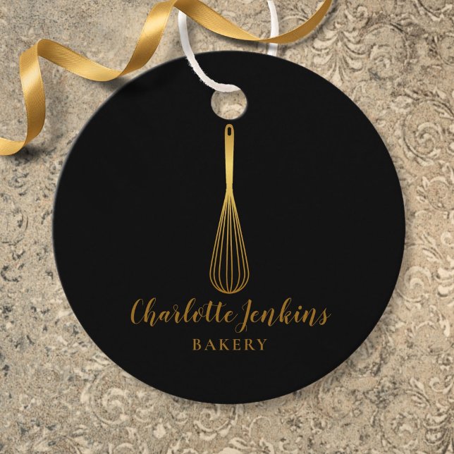 Simple Black Gold Whisk Bakery Patisserie Tag Geschenkanhänger (Simple Black Gold Whisk Bakery Patisserie Tag)