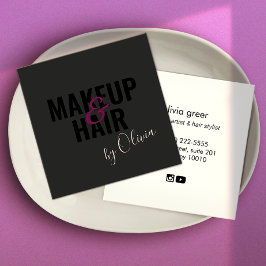 Simple Black Makeup Artist and Hair Stylist Squ Quadratische Visitenkarte