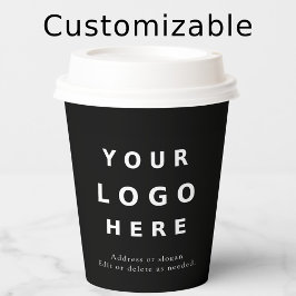 Simple Black Minimal Business Logo Custom Pappbecher