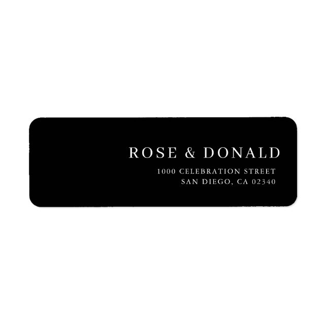 Simple black minimal custom wedding address label (Vorne)