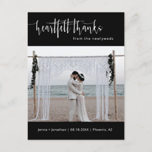 Simple Black Minimalistisch Wedding Foto Vielen Da Postkarte