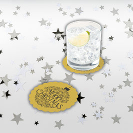 Simple Black on Gold Frohe Weihnachten | Untersetzer