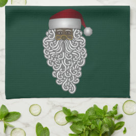 Simple Black Santa Claus Green Weihnachtsfeiertag Geschirrtuch