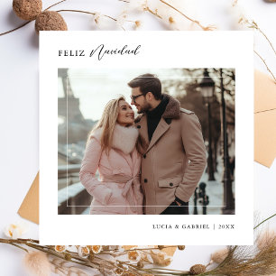 Simple Black & White Feliz Navidad Weihnachts-Foto Feiertagskarte