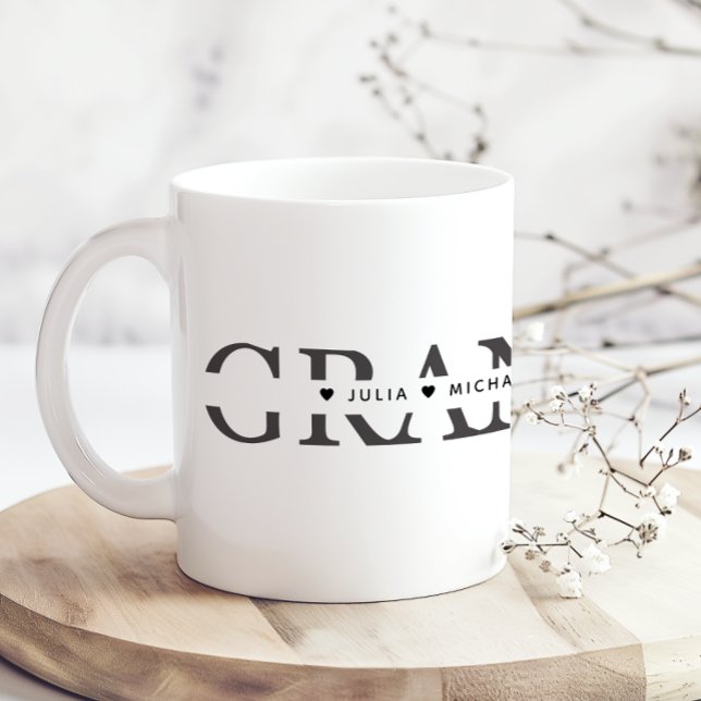 Simple Black White Grandma Add Names Kaffeetasse (Von Creator hochgeladen)