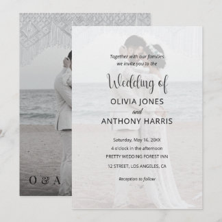 Simple Black & White Overlay Photo Wedding Einladung