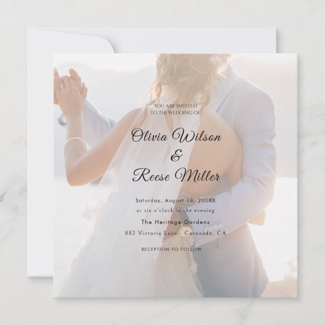 Simple Black & White Overlay Photo Wedding Save The Date (Vorderseite)