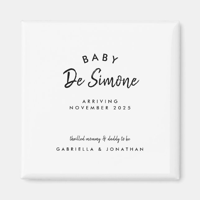 Simple Black White Typogrpahy Pregnancy Magnet (Vorne)