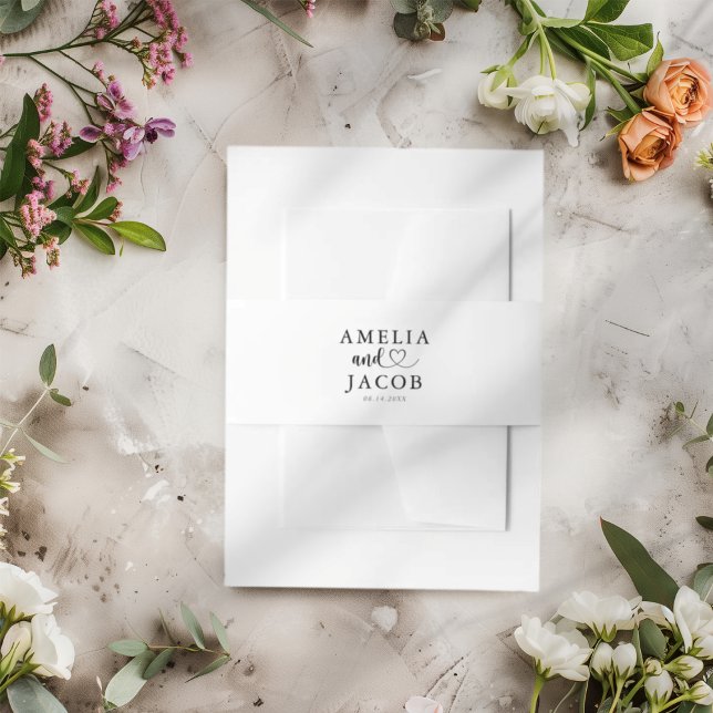 Simple Black & White Wedding Einladungsbanderole (Von Creator hochgeladen)