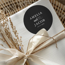 Simple Black & White Wedding  Runder Aufkleber