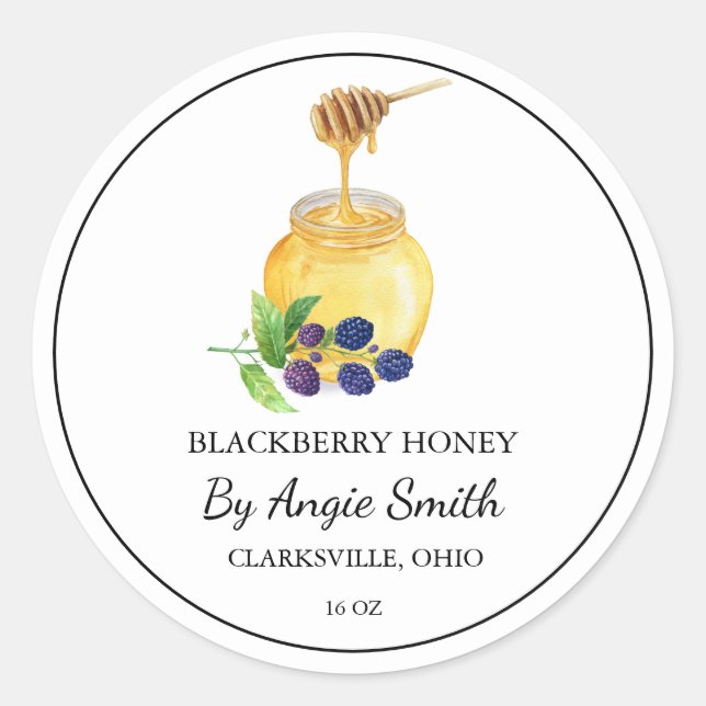 Simple Blackberry Infused Honey Label Runder Aufkleber (Vorderseite)