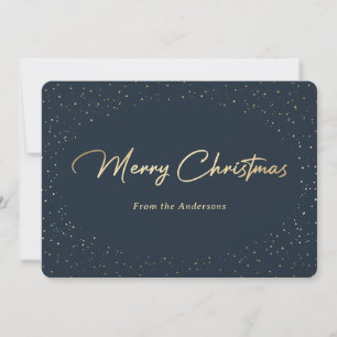 Simple Blue and Gold Foil Christmas Cards Feiertagskarte