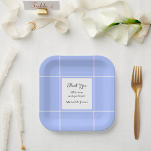 Simple Blue and White Bridal Wedding Vielen Dank Pappteller