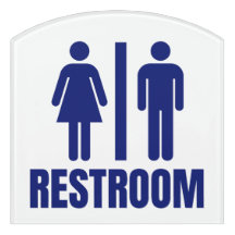 Simple Blue and White Restroom Bathroom Toilet 