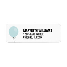 Simple Blue Balloon Baby Showadresse Label