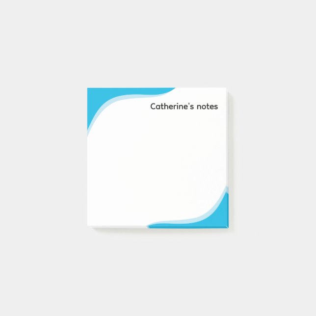 Simple blue & black waves customizable post-it klebezettel (Vorderseite)