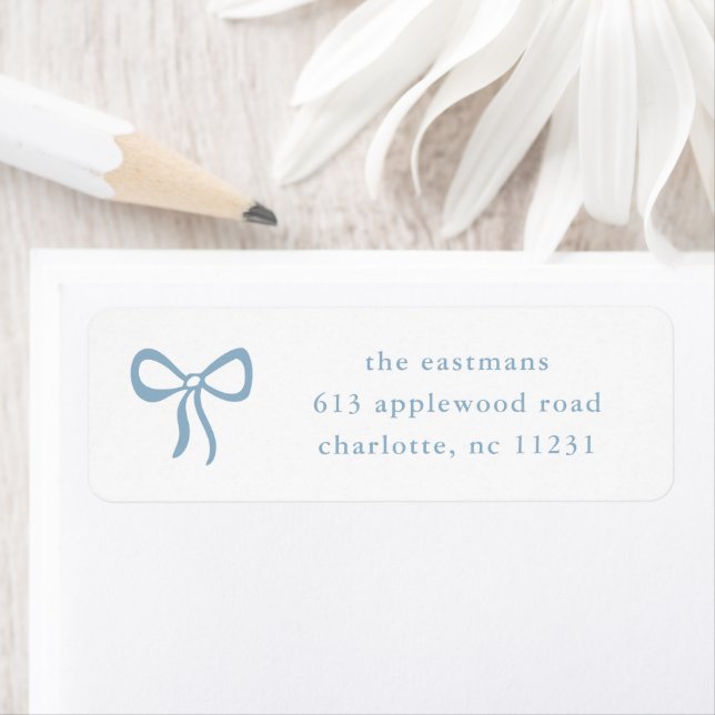 Simple Blue Bow Baby Return Address (Insitu)