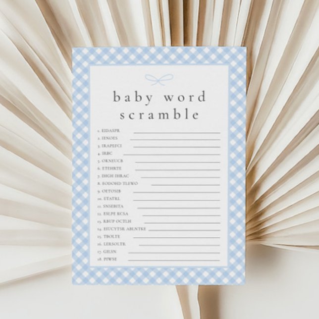 Simple Blue Bow Baby Word Scramble Game Card (Von Creator hochgeladen)