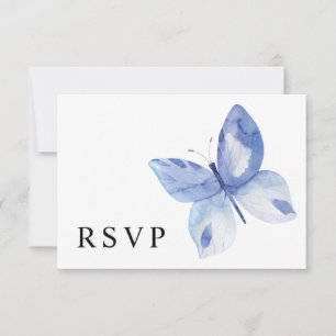 Simple Blue Butterfly Watercolor RSVP Karte