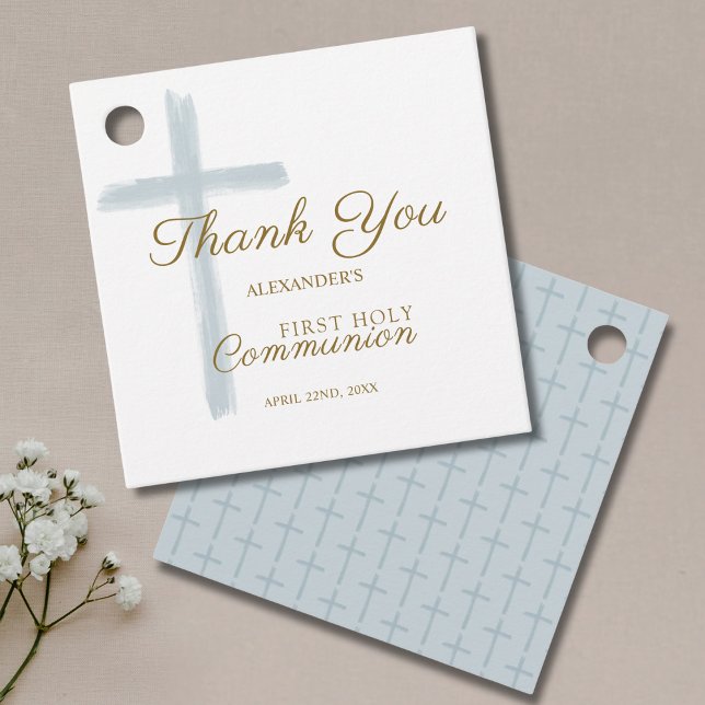 Simple Blue Cross Thank You First Holy Communion Geschenkanhänger (Von Creator hochgeladen)